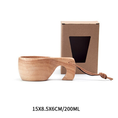 

Wooden Mug Cup with Handle Portable Eco-Friendly Lightweight Coffee Mug Kitchen Picnic Outdoor Travel Camping Using