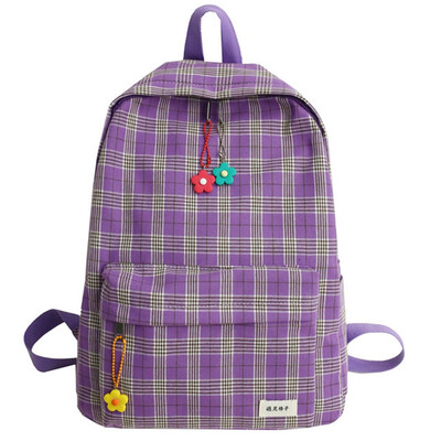 

Summer little fresh Japanese girls backpack female students backpack female Korean high school plaid canvas bag