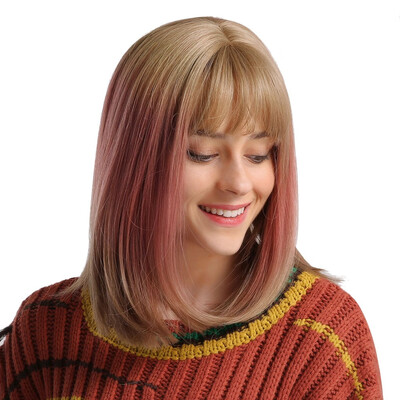 

〖Follure〗Chemical Fiber Hair Light And Thin Bang Two-color Gradient BOBO Head Wig