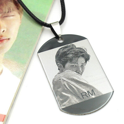 

KPOP BTS Bangtan Boys Same Paragraph Necklace Stainless Steel Square Photo Pendant Necklace Boys Girls Necklace Gifts for Fans