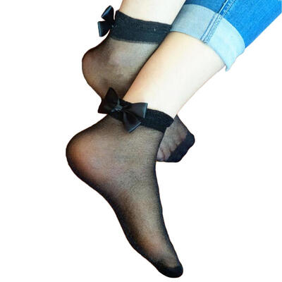

Ultra Thin Sheer Bowknot Bright Silk Socks Ankle Soft Fashion Women Heap Socks