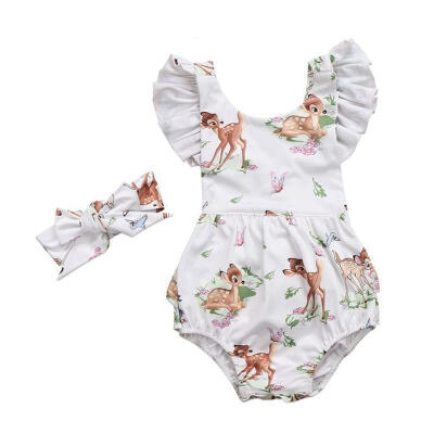 

Newborn Toddler Infant Baby Girls Deer Romper Bodysuit Jumpsuit Clothes Outfits