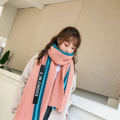 

Korean soft sister sweet knitted ribbon scarf autumn&winter wool thickening warm collar female students long scarf