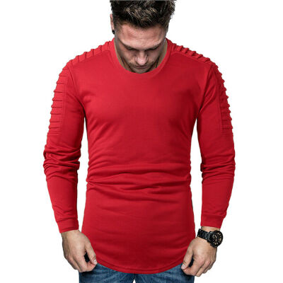 

HOT Men T-Shirt Slim Fit Casual Tops Autumn Clothes Muscle Thin Gym Tee Blouse