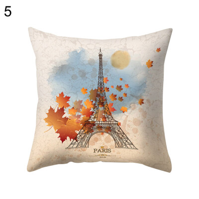 

Eiffel Tower Heart Leaf Flower Pillow Case Cushion Cover Sofa Bed Car Cafe Decor