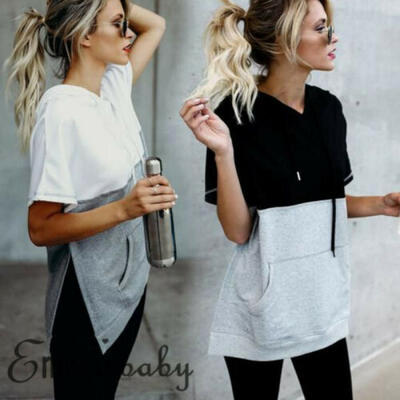 

Women Girl Short Sleeve Blouse T-Shirt Casual Loose Basic Hoodie Tops Tee Summer