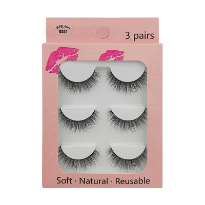 

Natural Dense Slender Handmade Reusable Fake Eye Lashes long makeup eyelash extension 3 Pairs 3D Imitation Mink False Eyelashes