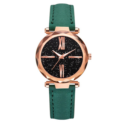 

Fashion womens star watch high quality PU leather Roman scale quartz watch
