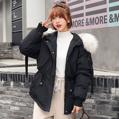 

Roseonmyhand Fashion Outerwear Long Sleeve Hooded Jackets Cotton-padded Pockets Bandage Coats