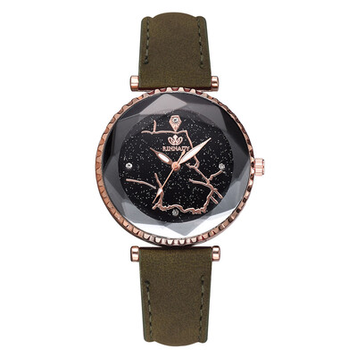 

Korean version of the constellation mirror PU watch shaking sound hot star female models personality quartz watch
