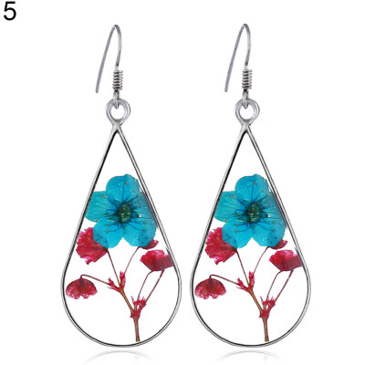 

Fashion Women Dried Flowers Dangle Ear Drops Teardrop Hook Earrings Jewelry Gift