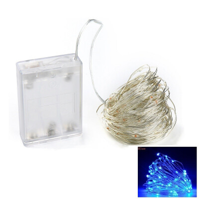 

10M 100-LED Silver Wire Strip Light Battery Operated Fairy Lights Garlands Christmas Holiday Wedding Party 1PC