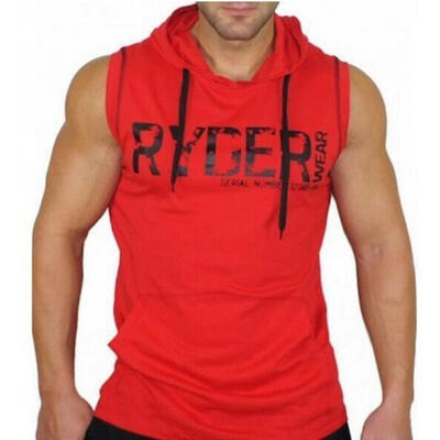 

New Men Sleeveless Hooded Vest Top Bodybuilding Athletic Training Tank Top