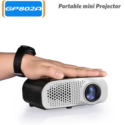 

GP802A Projector Mini Portable 100 Lumen Video Projector LED with Built-in Speaker Support HD VGA AV USB SD 35mm Interfac