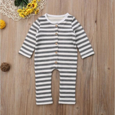 

Newborn Infant Baby Girl Boy Stripe Warm Thick Romper Jumpsuit Outfits Pajamas