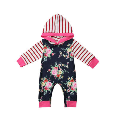 

Newborn Infant Baby Kids Girls Boys Floral Hoodie Romper Zip Clothes Jumpsuit