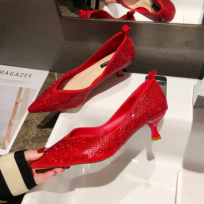 

Summer-style Baitao small fresh red French fairy high-heeled shoes women with thin-heeled pointed net red sexy wedding shoes