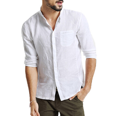

Tailored Men Three Quarter Vintage Linen Solid Short Sleeve Retro T Shirts Tops Blouse
