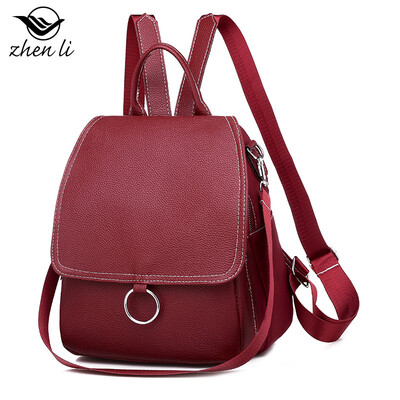 

Bag female new college style PU leather womens backpack solid color small bag
