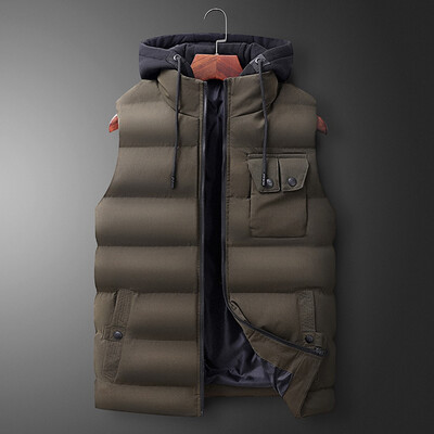 

Toponeto New Fashion Men Autumn Winter Hooded Solid Outwear Vest Jacket Tops Blouse