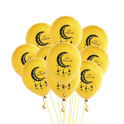 

10Pcs EID Balloons Ramadan Decoration Moon Mosque Printed Pattern Balloons for Muslim EID Party Supplies