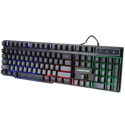 

SUNROSE K201 USB 104 Keys 3-Color Backlight Mechanical Feel Gaming Keyboard