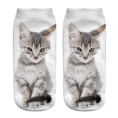 

1Pair 3D Socks Funny Low Cut Ankle Socks Unisex Adult Elastic Sock Cute Animal Cat Print Socks