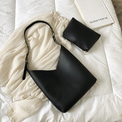 

ins simple bag summer fashion splicing womens bag new 2019 high-capacity bucket bag hand-held single-shoulder bag