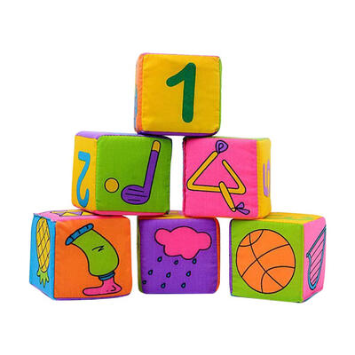

6pcsset Infant Baby Cloth Building Blocks Cube Soft Rattle Educational Toy