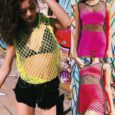 

Womens Summer Casual Mesh Fishnet Sheer Cover Up Suit Beach Sets Dresses Overall