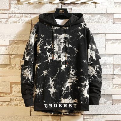 

Toponeto Mens Casual Loose Printed Long Sleeve Cotton Hoodies Pockets Top Sweatshirt