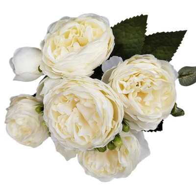 

38cm Pink Silk Peony Artificial Flowers Bouquet 5 Big Head&4 Bud Fake Cheap Flowers for Interior Home Wedding Decoration