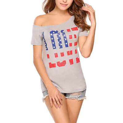 

Nomeni Women Plus Size Independence Day Short Sleeve Summer T-shirt Tops
