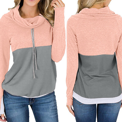 

Nomeni Women Colorblock Patchwork Sweatshirt Long Sleeve Drawstring Pullover Top Blouse
