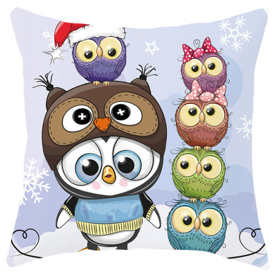 

Siaonvr Merry Christmas Cartoon Animals Pillowcase Sofa Pad Set Home Decoration 18x18 In