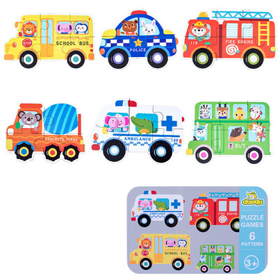 

Gotoamei 6 In 1 Animal Cartoon Wooden Traffic Puzzle Early Childhood Educational Toys