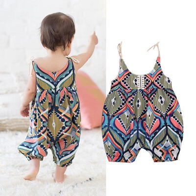 

Floral Newborn Baby Girls Suspender Bohemia Romper Outfits Clothes Summer 0-2T