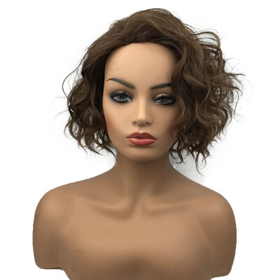 

StrongBeauty Short Wavy Brown Bob No Bangs Full Synthetic Wig