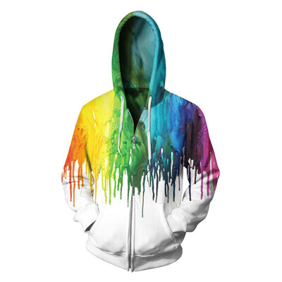 

Aowofs New Mens 3D Printed Zipper Hoodies Womens Hooded Sweater Suede Inside BLL021