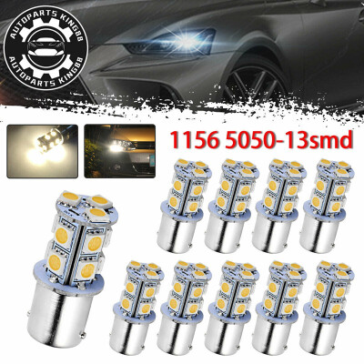 

10x 1156 BA15S 13-SMD 4300K Warm White Brake Stop LED Interior Light Bulbs 12V