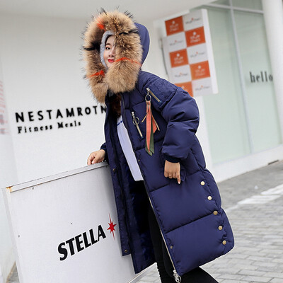 

Korean Version Womens Down &Parkas Cotton JacketsLarge Fur Collar With Hoody Plus Size