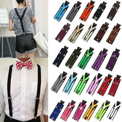 

New Fashion Men Women Clip on Suspenders Elastic Y-Shape Back Formal Unisex Adjustable Braces