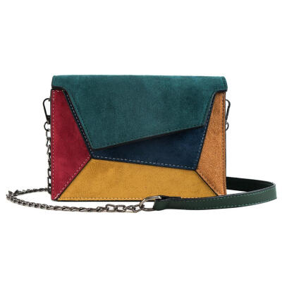 

Women Hit Color Shoulder Bags Velvet Leather Chain Crossbody Messenger Bag