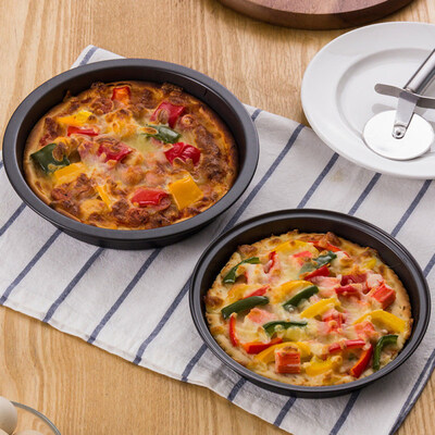 

2Pcs Round Home Kitchen Baking DIY Tool Non-Stick Cake Pizza Pan Container