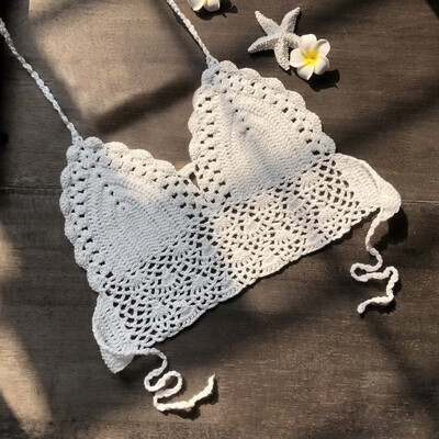 

Women Crochet Bralette Bra Summer Boho Beach Bikini Halter Cami Tank Crop Top