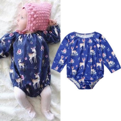 

Lovely Newborn Kid Baby Girl Long Sleeve Romper Floral Jumpsuit Bodysuit Clothes