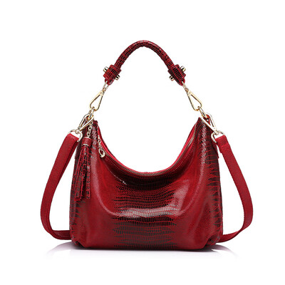 

REALER women genuine leather bags female shoulder messenger bag ladies small handbag with serpentine pattern crossbody tote bag