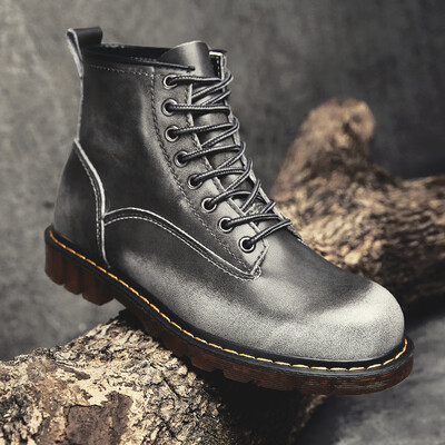 

British leather Chelsea boots mens boots high to help turn fur shoes boots Martin boots tide shoes