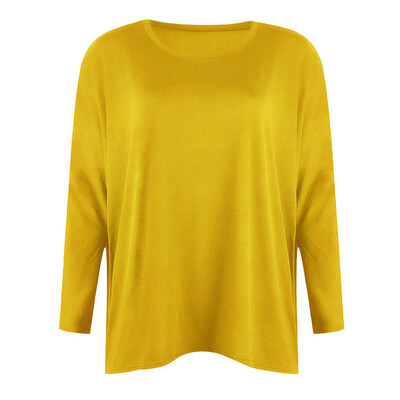 

Lady See Through Blouse Casual Round Neck T-shirt Long Sleeve Solid Loose Shirts