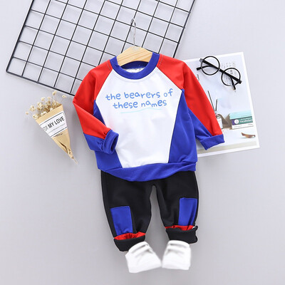 

2 Colors Autumn Baby Boys Long Sleeve Letter Print Sweatshirt TopsPants Trouser Baby Cute Clothe 2Pcs Costume Set